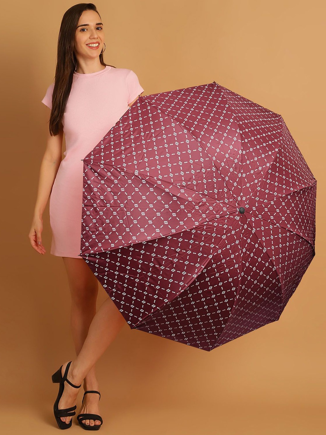 

LOOM LEGACY Manual 3 Fold Geometric Umbrellas, Maroon