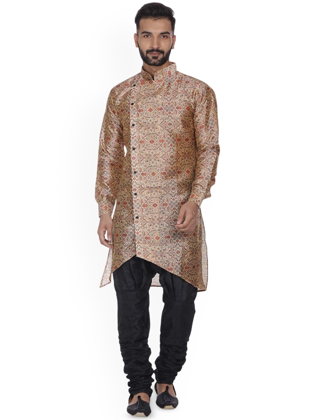 

VEERA PARIDHAAN Men Printed Regular Kurta with Churidar, Beige