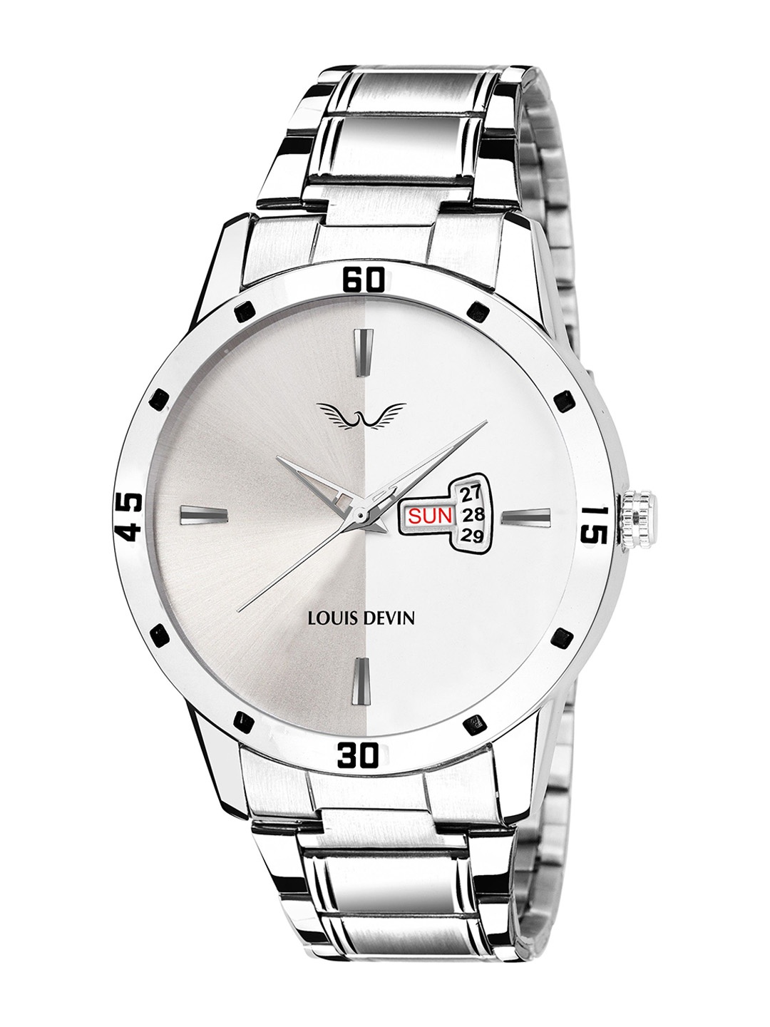 

LOUIS DEVIN Men Brass Dial & Stainless Steel Straps Analogue Watch LD-WT030-SLV-CH, Silver