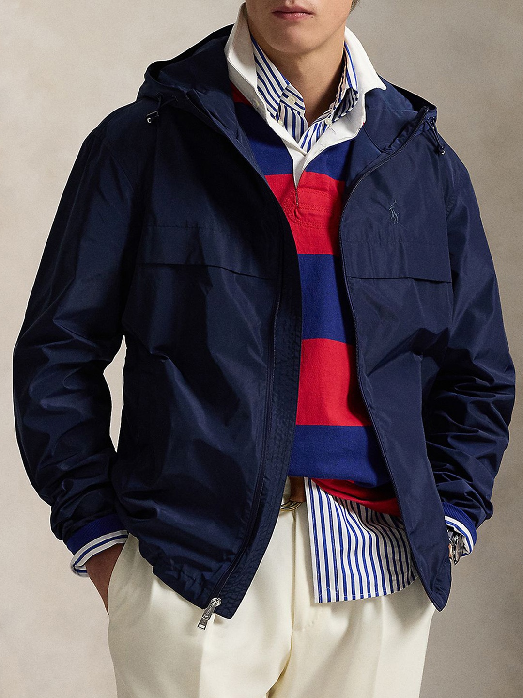 

Polo Ralph Lauren Men Hooded Solid Casual Bomber Jacket, Navy blue