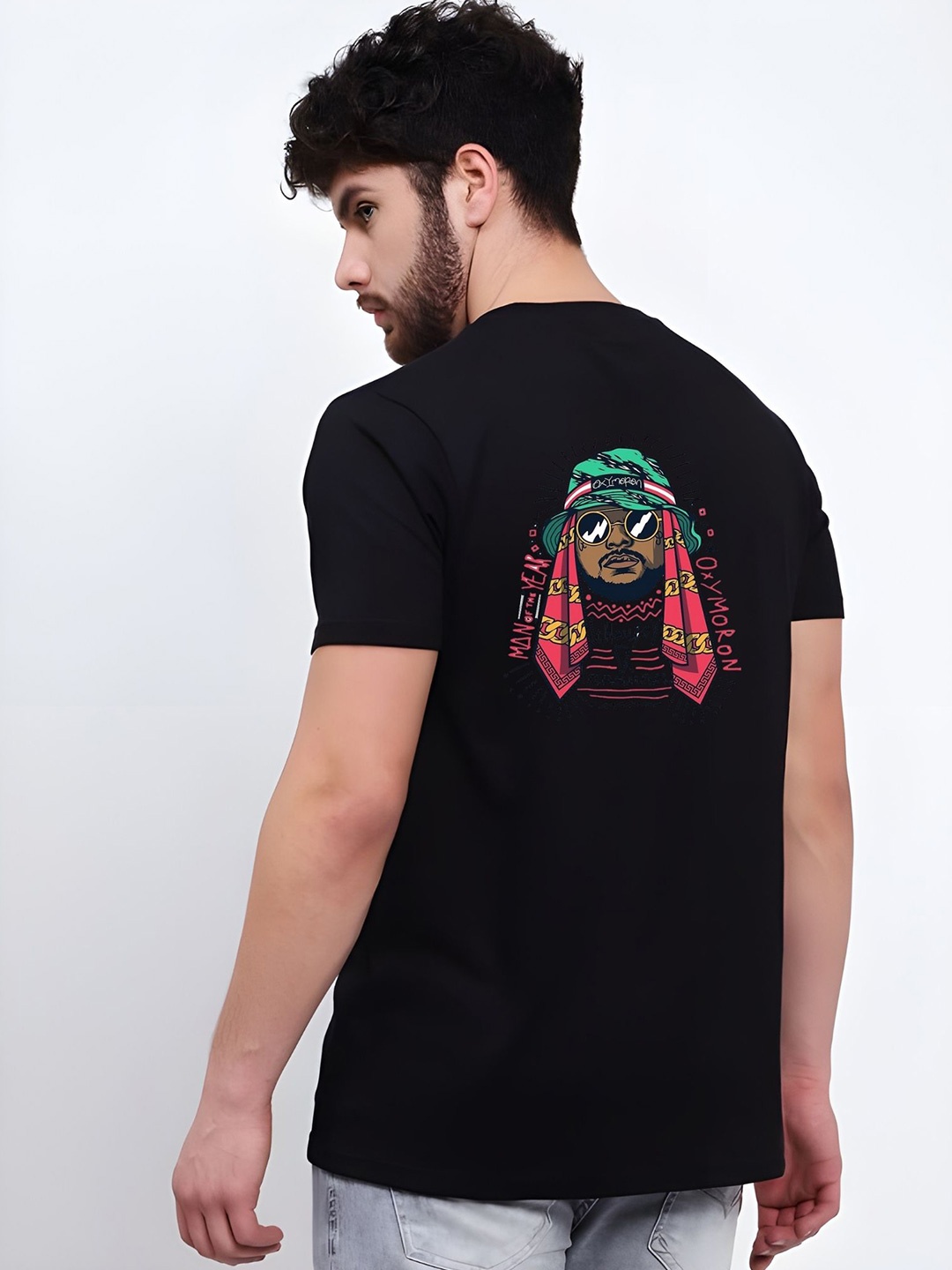 

THE BEETEL HOUSE Men Drop-Shoulder Sleeves T-shirt, Black