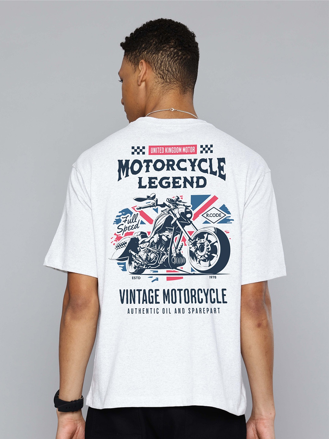 

R.Code by The Roadster Life Co. Men Printed T-shirt, White