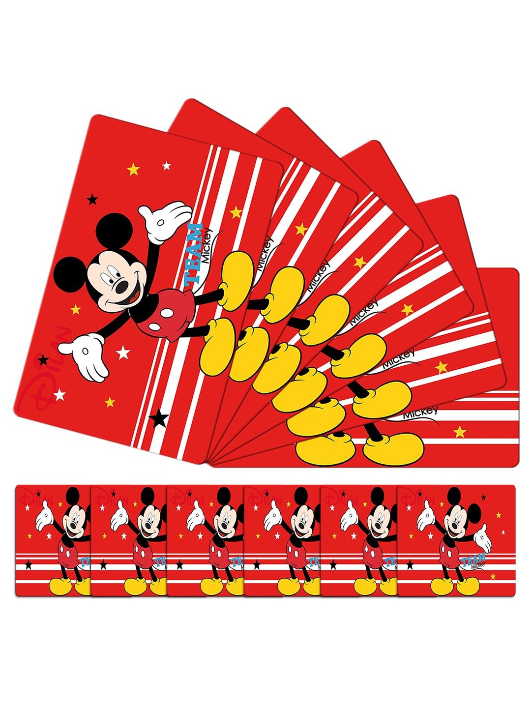 

Kuber Industries 12-Pcs Red Micky Mouse Printed Rectangle Table Placemats With Coasters