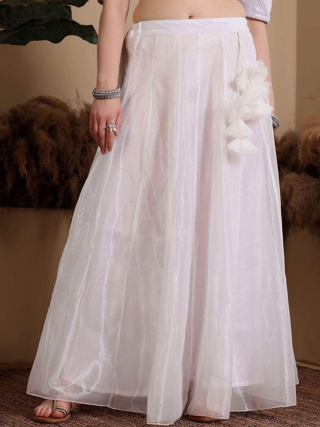 

Frolic Rolic Solid Organza Maxi Skirt, White