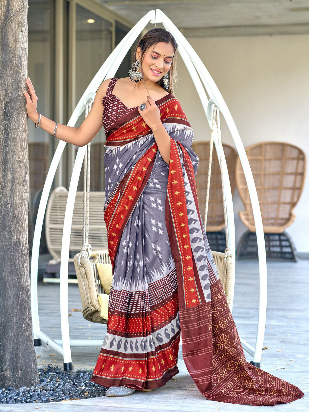 

Anouk Maytri Printed Pure Cotton Saree, Grey