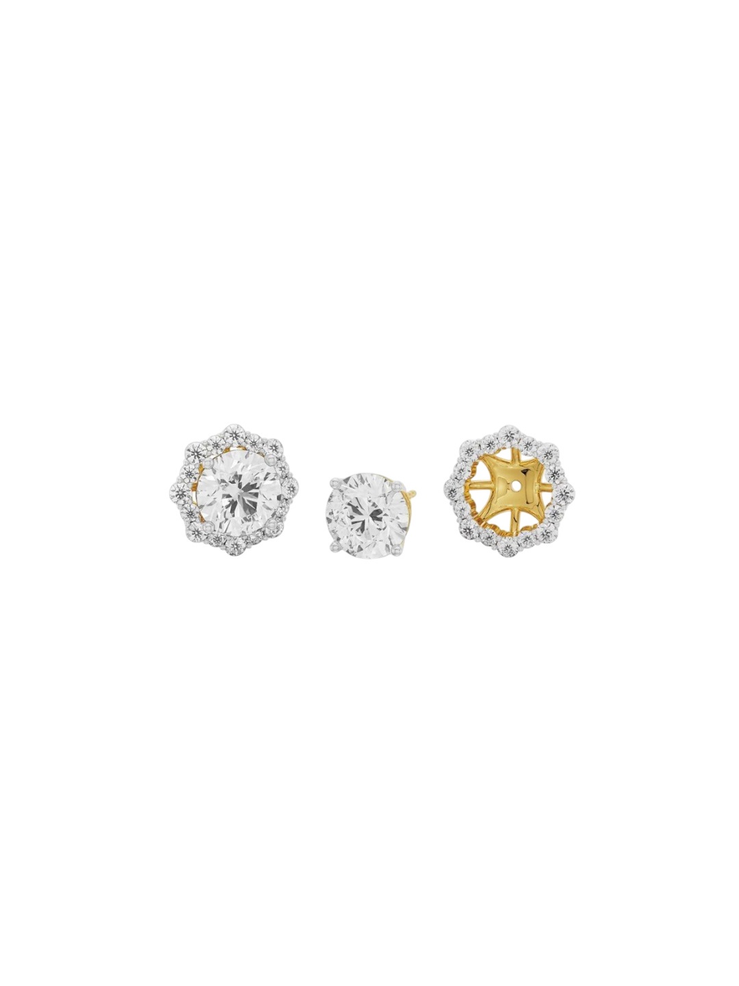 

Emori 1 CT Floral Halo Detachable Diamond Studs, Yellow