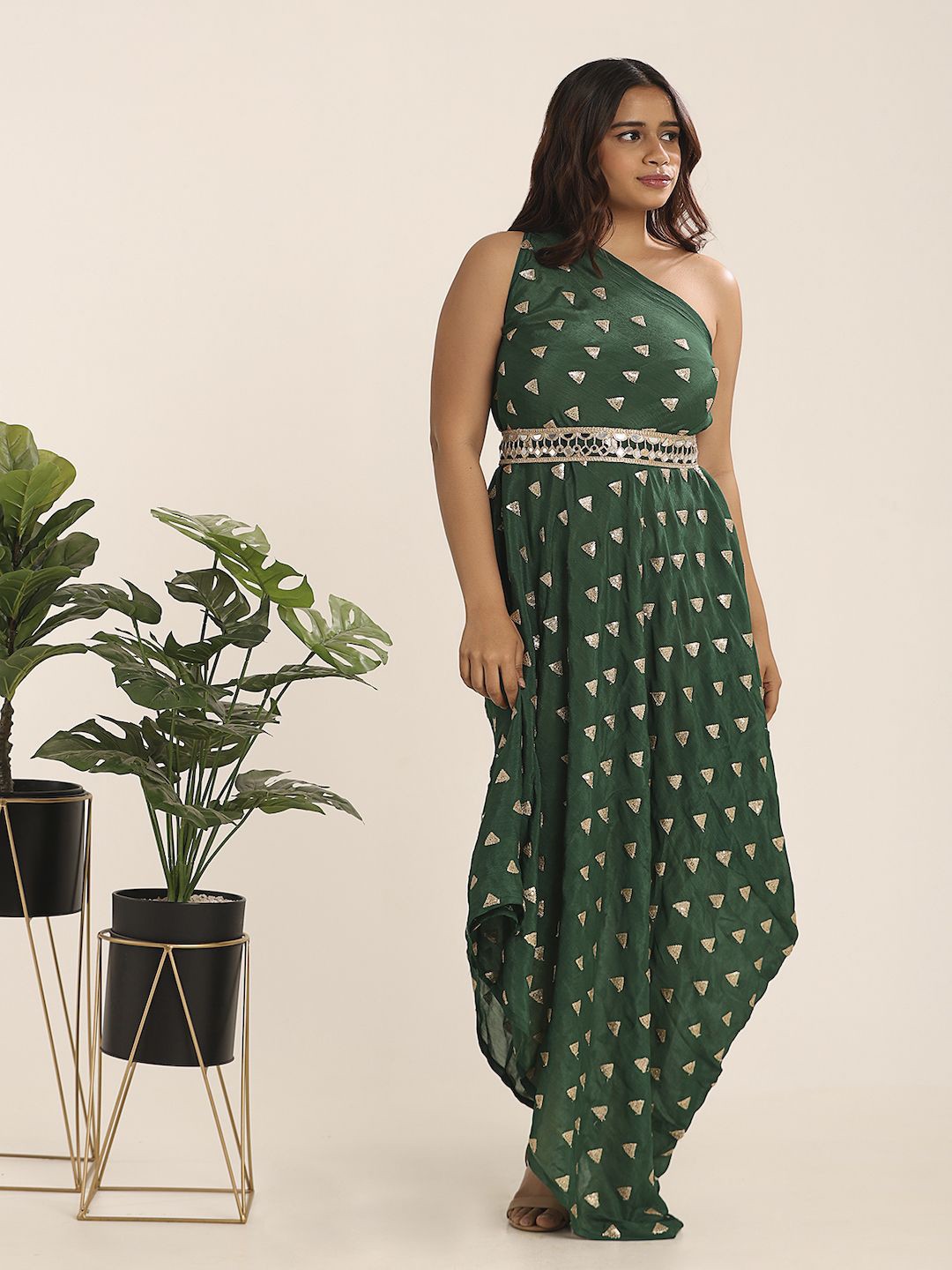 

THE BLESSED WARDROBE Floral Print Chiffon Fit & Flare Maxi Dress, Green