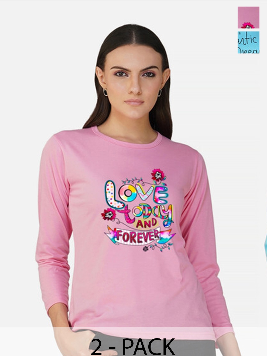 

Metronaut Women 2 Printed Bio Finish Applique T-shirt, Pink