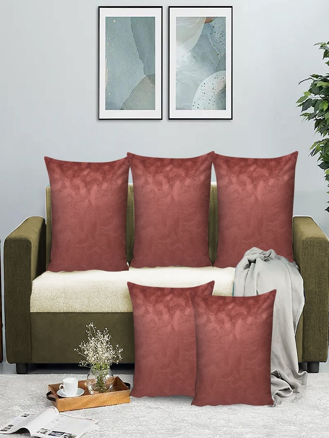 

RRC Coral Set of 5 Velvet Square Cushion Covers