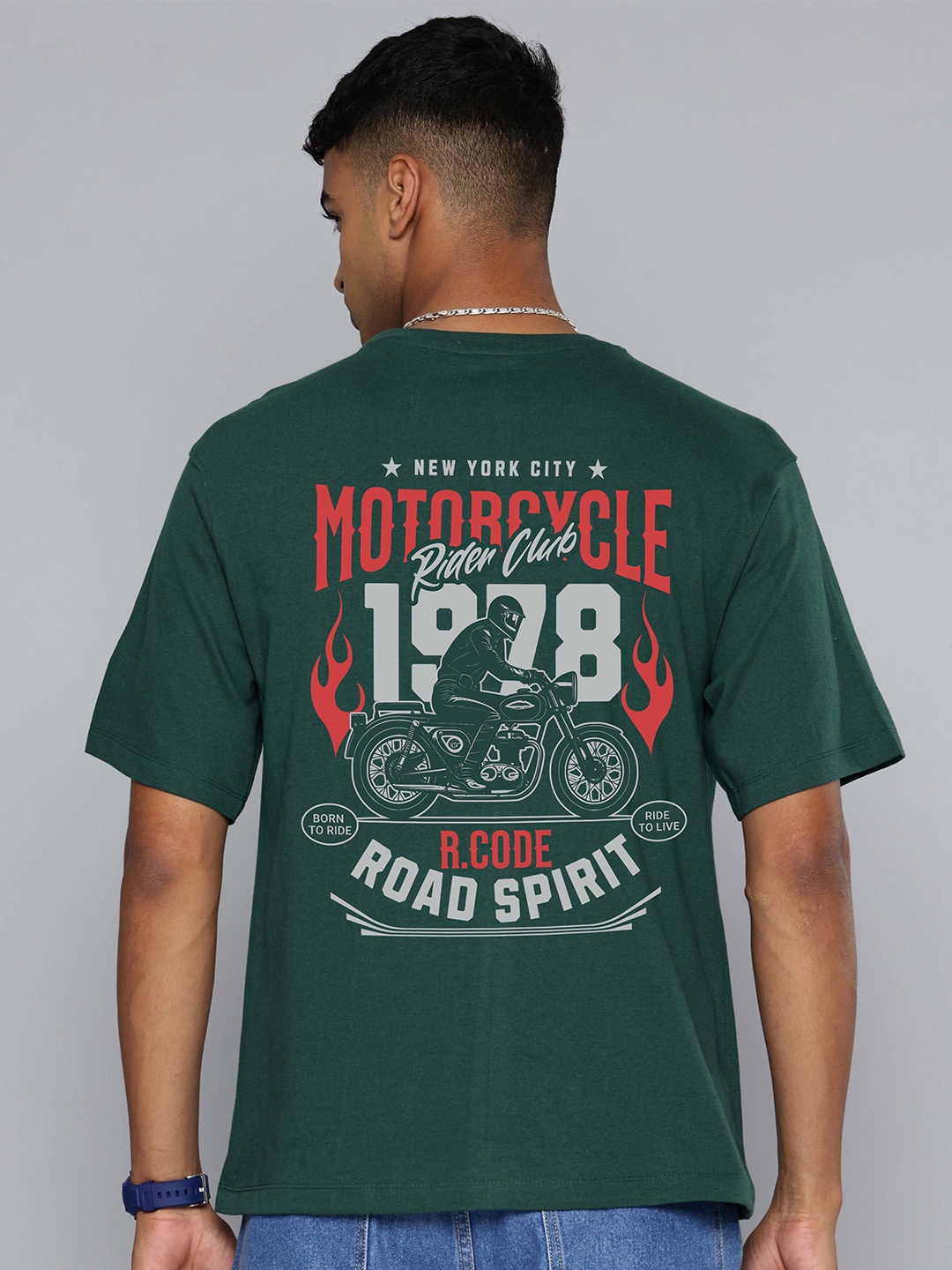 

R.Code by The Roadster Life Co. Men Printed T-shirt, Green