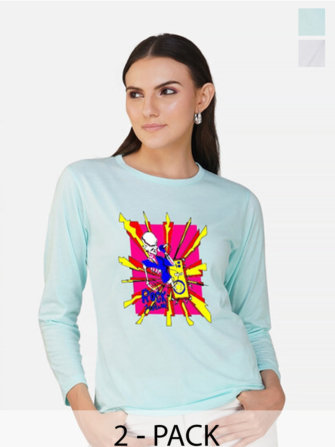 

Metronaut Women 2 Printed Bio Finish Applique T-shirt, White