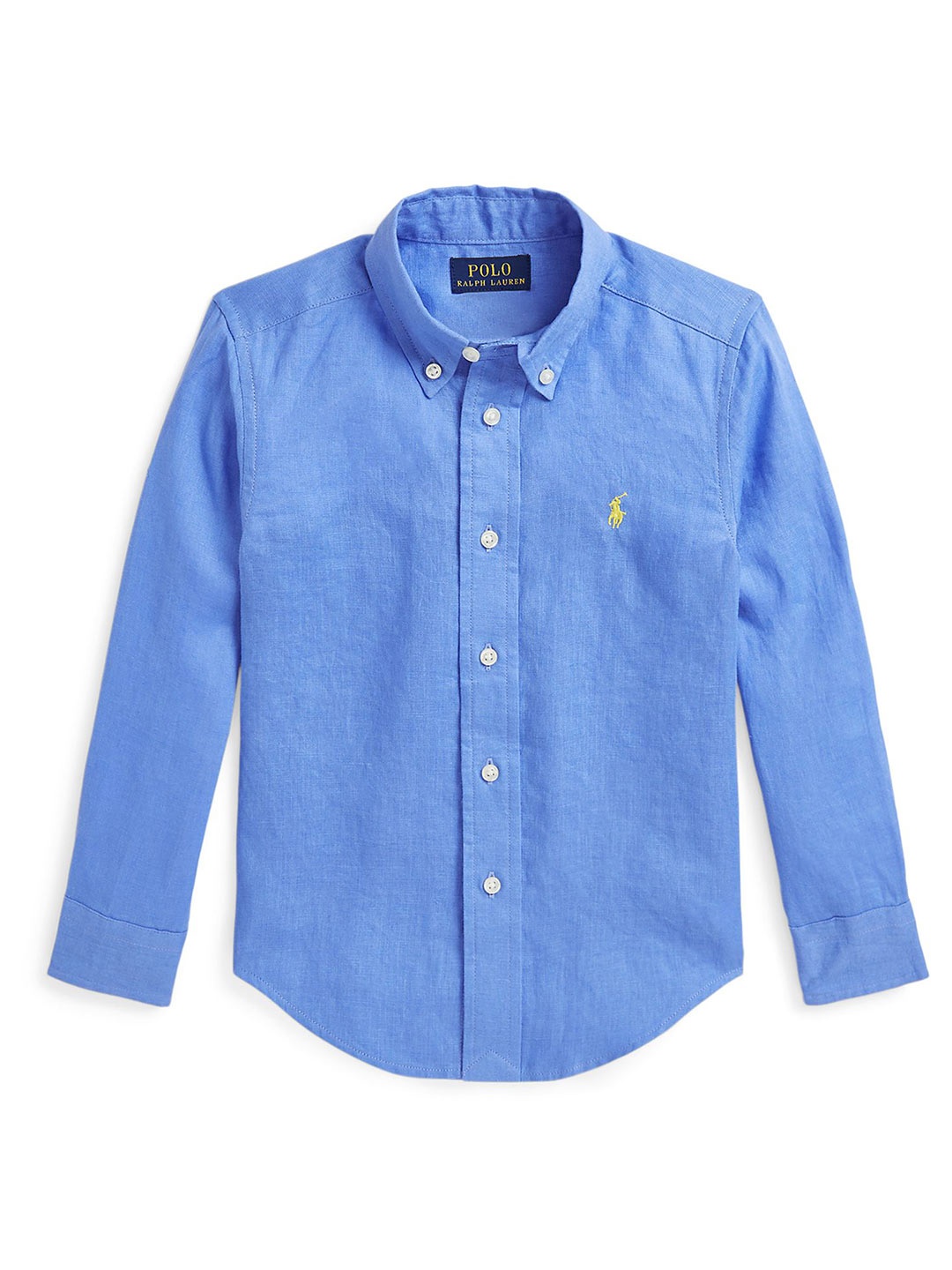 

Polo Ralph Lauren Boys Slim Fit Button-Down Collar Solid Linen Casual Shirt, Blue