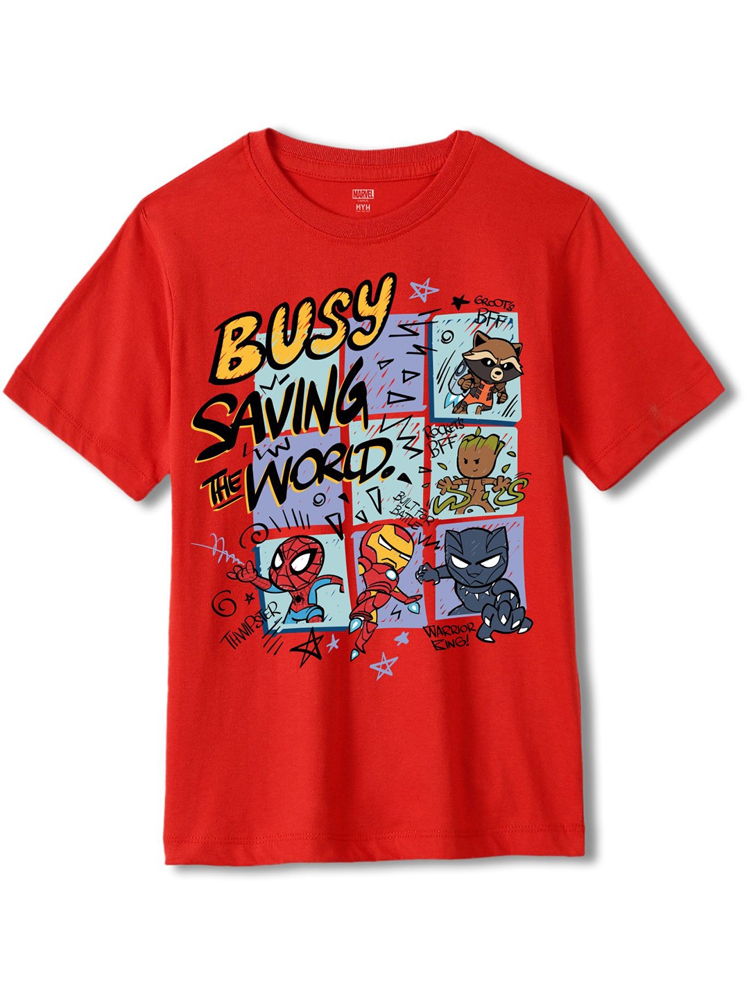 

Wear Your Mind Boys Avengers Printed Pure Cotton T-shirt, Red