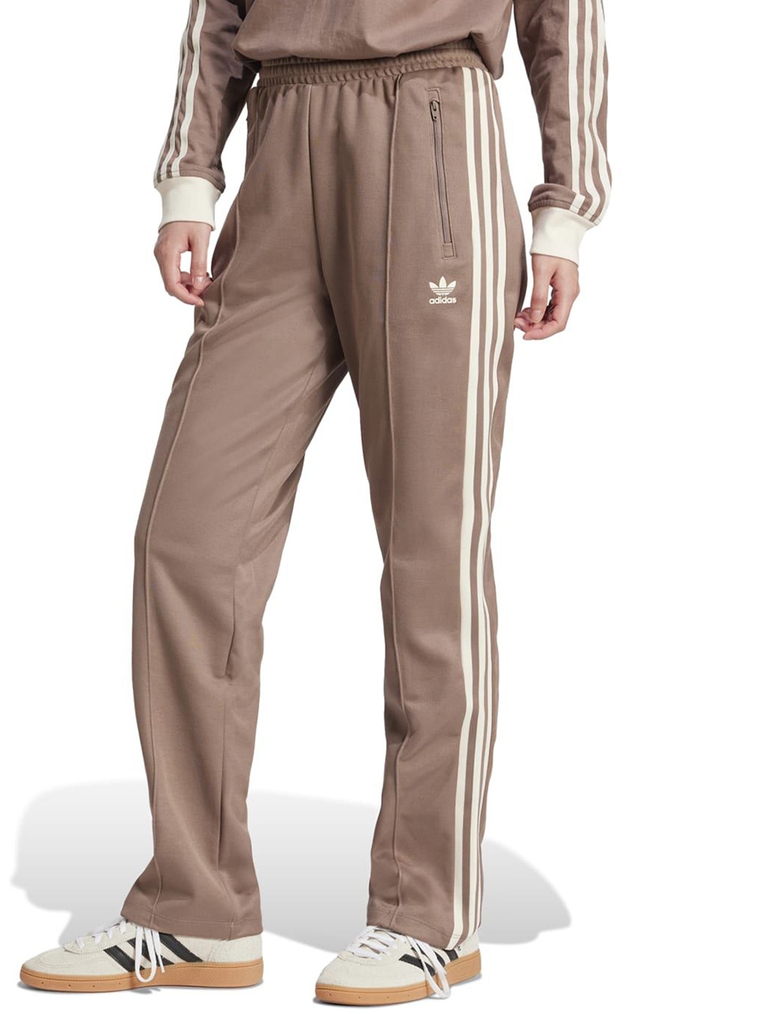 

ADIDAS Originals Women Striped Cotton Mid-Rise Track Pant, Brown