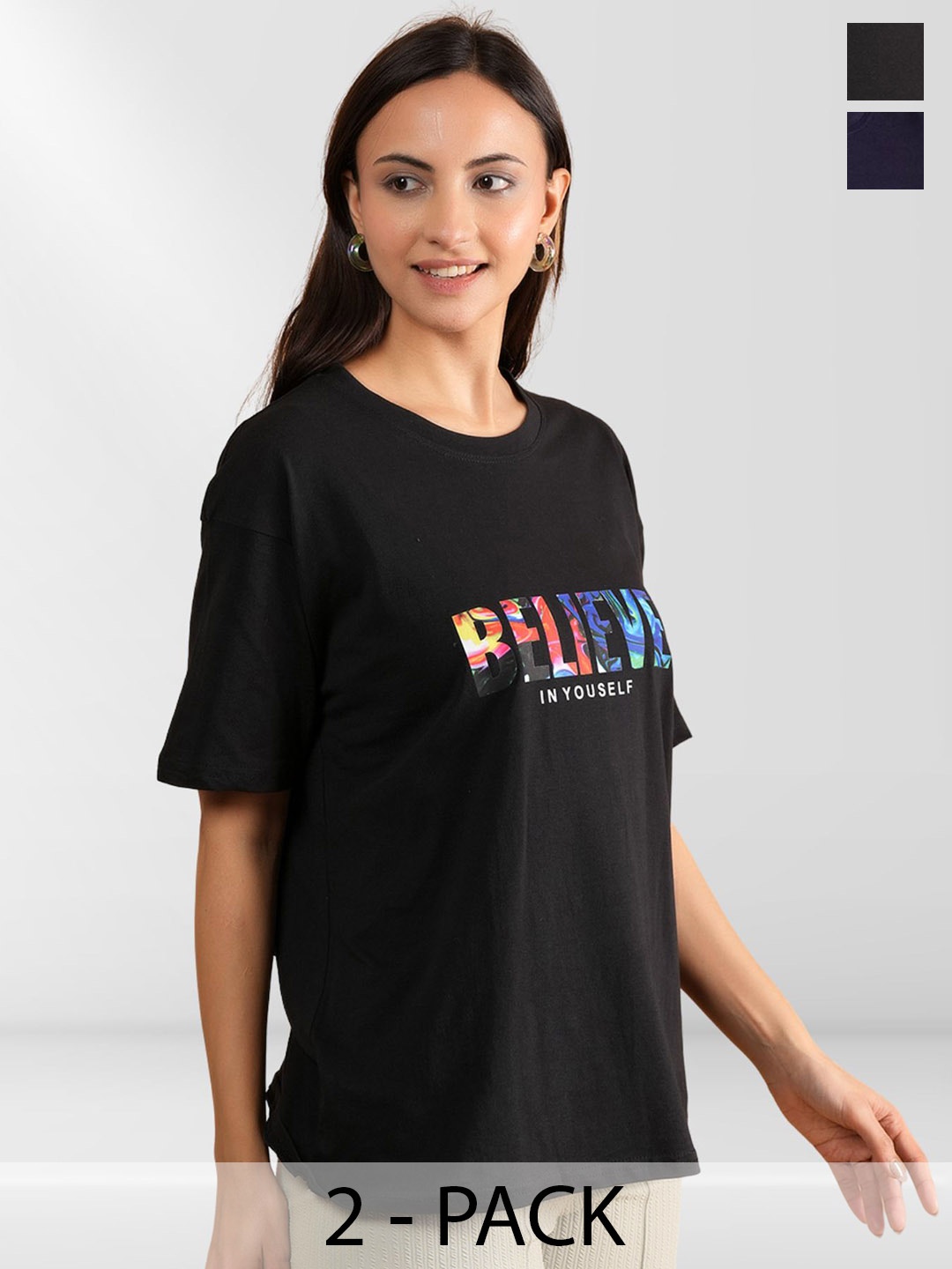 

BAESD Women Typography 2 Printed Applique T-shirt, Multi