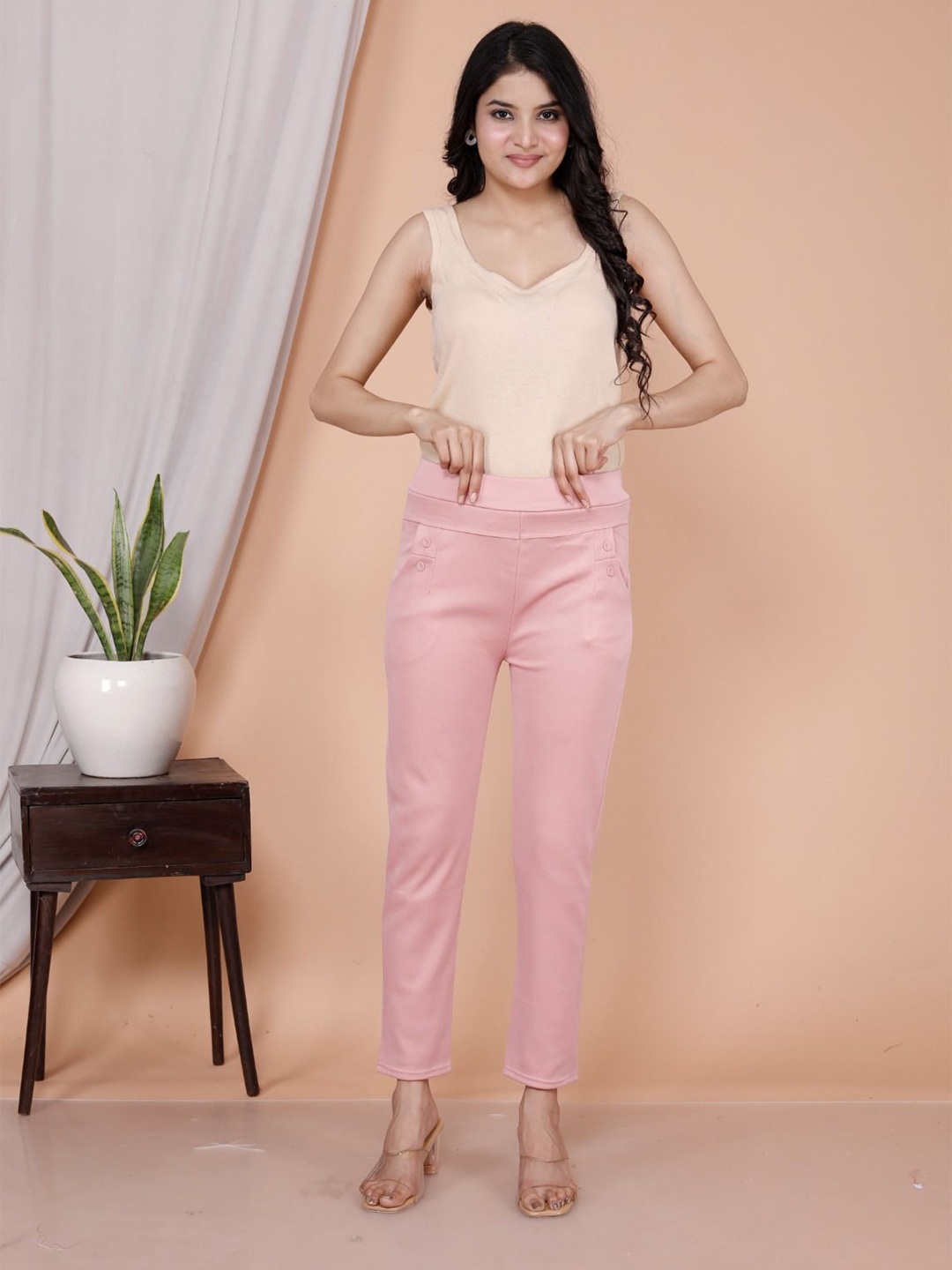 

GRX Women Regular Fit Cotton Jeggings, Pink