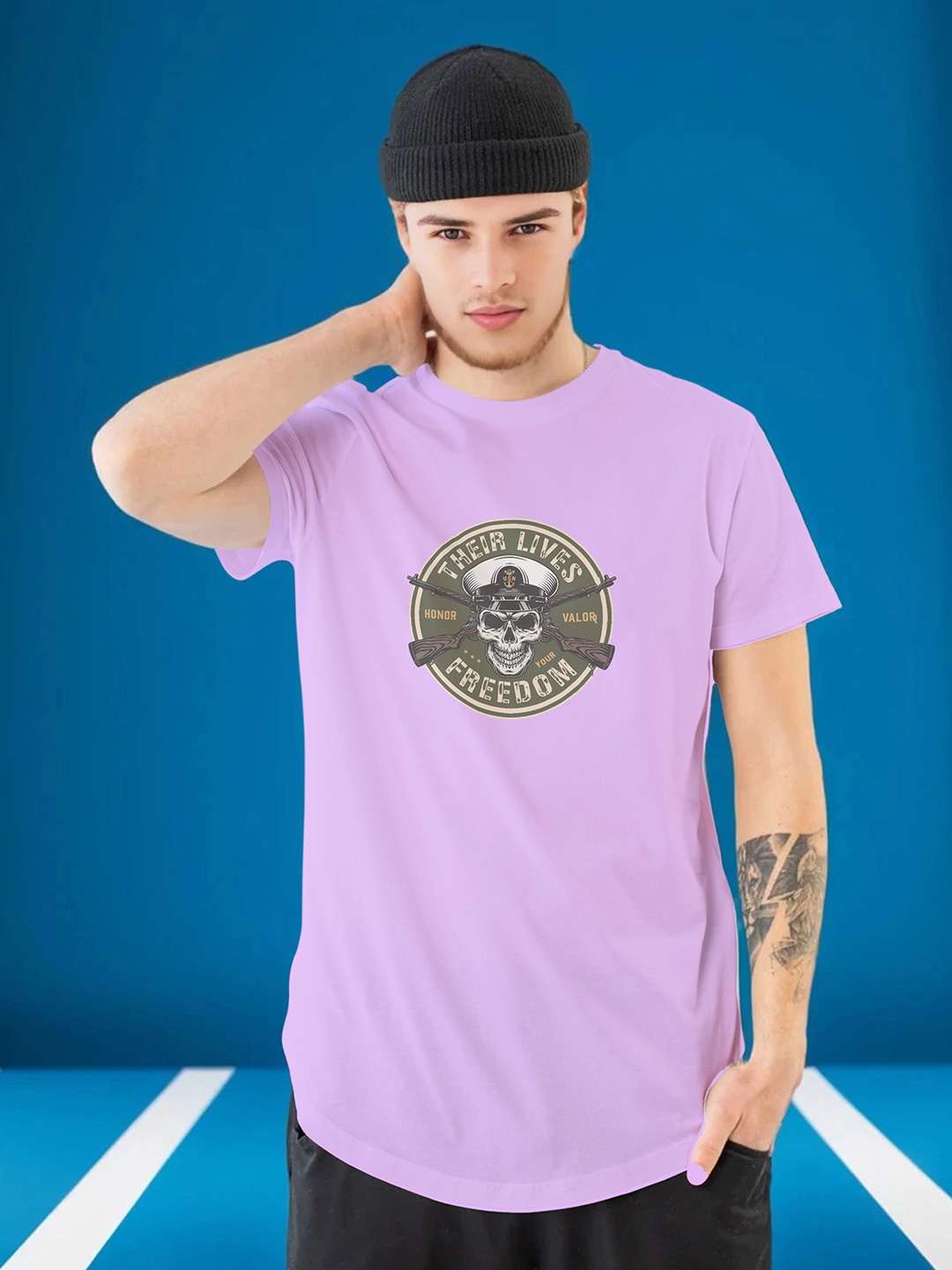 

Moda Rapido Men Graphic Printed Round Neck Regular Fit T-shirt, Lavender