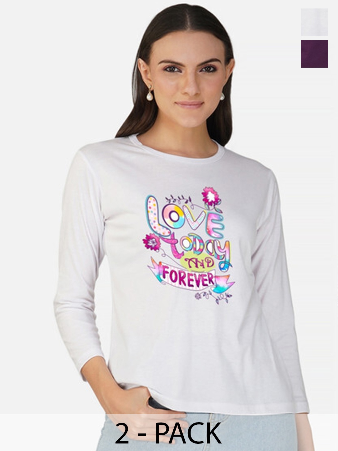 

Metronaut Women 2 Printed Bio Finish Applique T-shirt, White