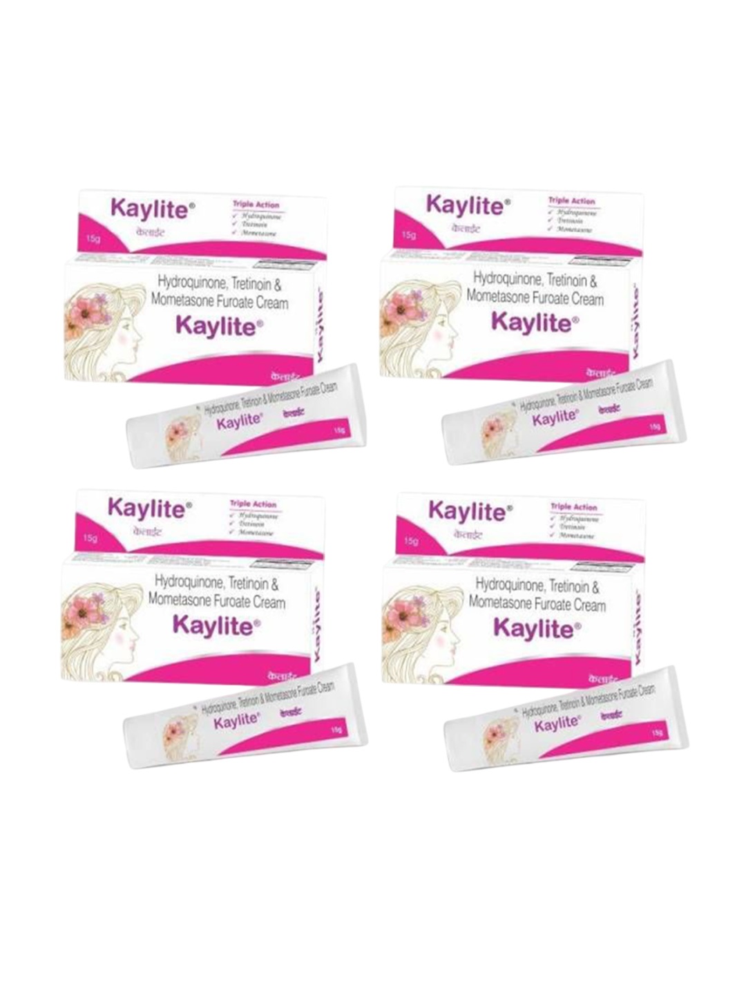 

Kaylite Set Of 4 Hydroquinone, Tretinoin & Mometasone Furoate Cream- 15 g Each