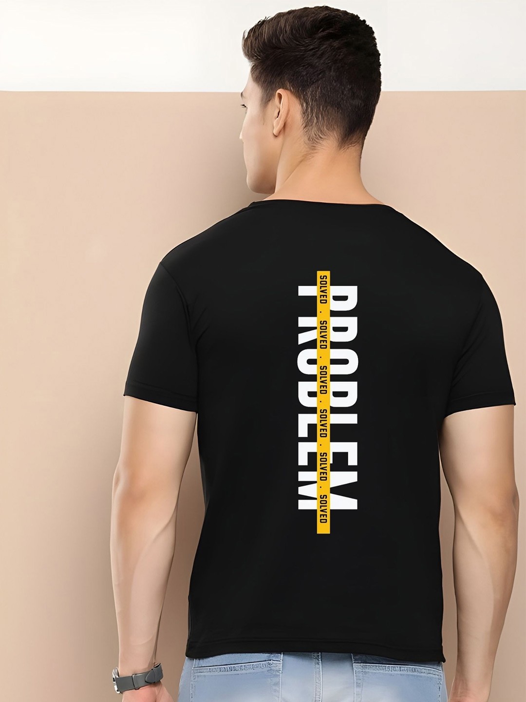 

THE BEETEL HOUSE Men Drop-Shoulder Sleeves T-shirt, Black