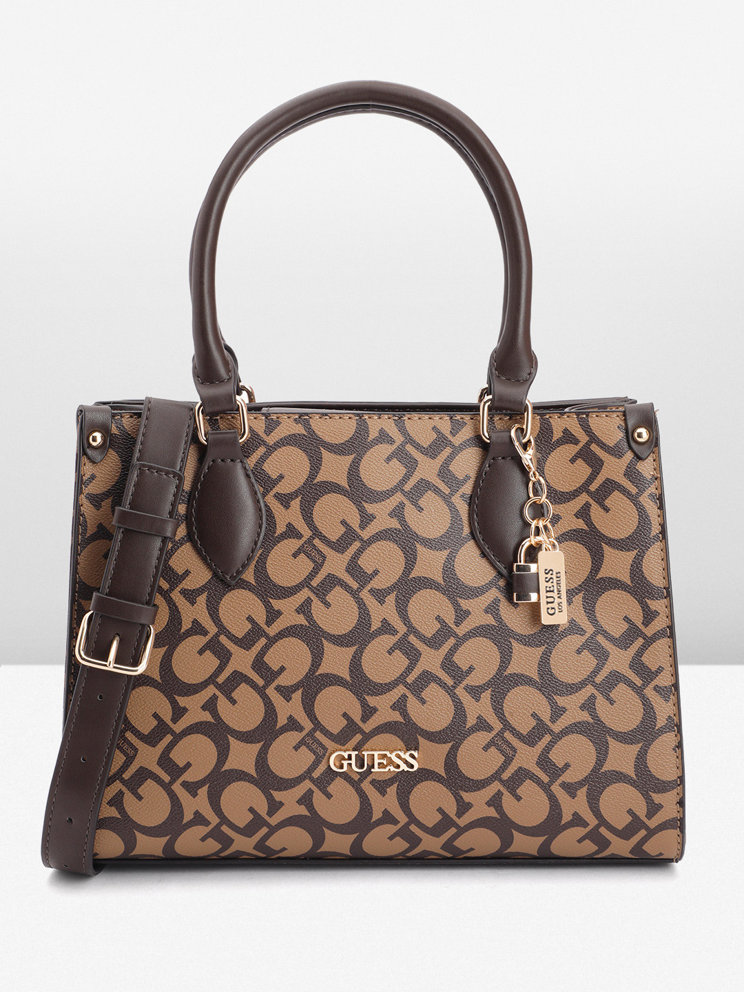 

GUESS Printed Structured Shoulder Bag, Brown