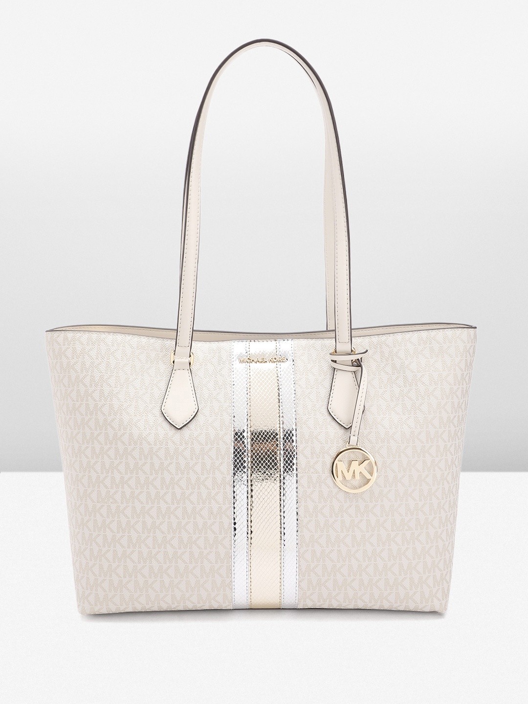 

Michael Kors Brand Logo Print Structured Shoulder Bag, Off white