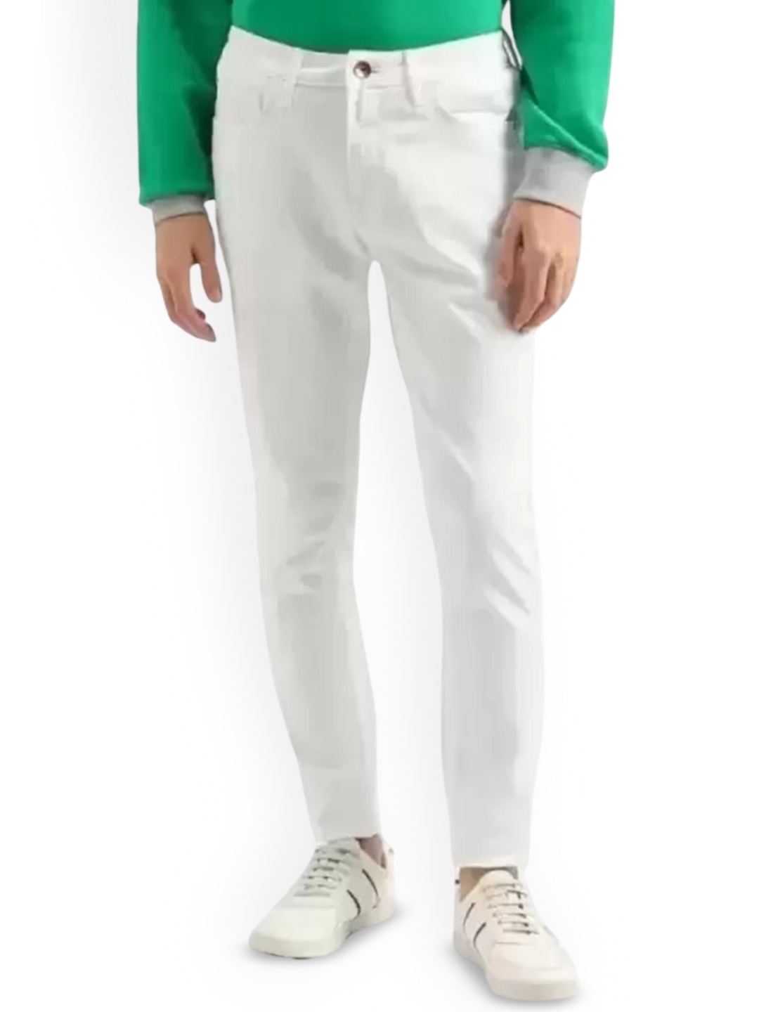 

COMFITS Men Classic Mid-Rise Tapered Fit Denim Jeans, White