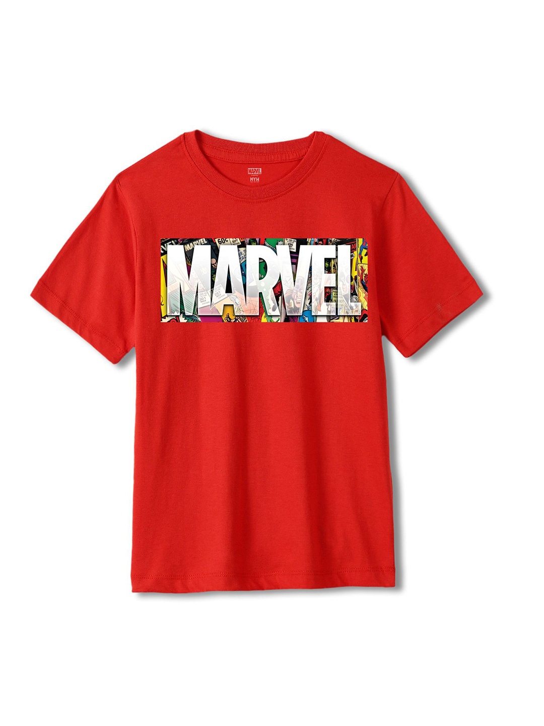 

Wear Your Mind Boys Avengers Printed Pure Cotton Applique T-shirt, Red