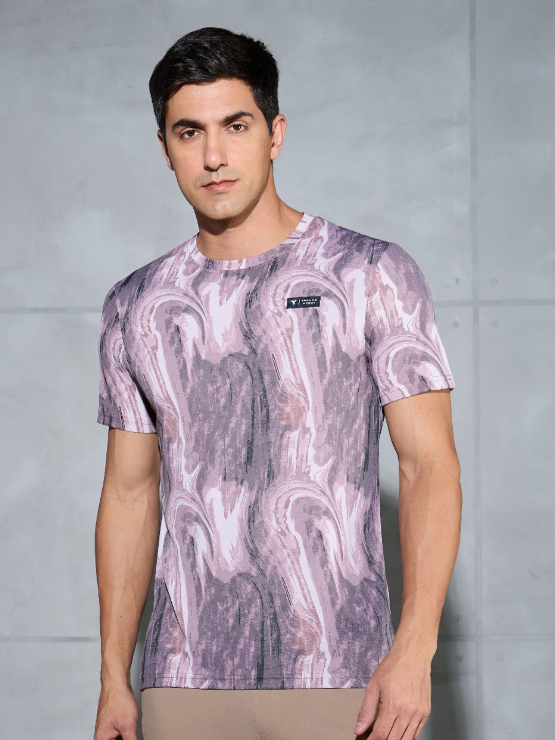 

Technosport Men Printed Antimicrobial Slim Fit T-shirt, Brown