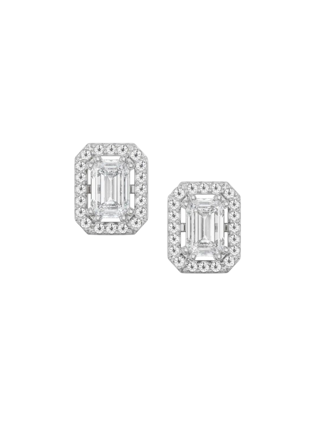 

Emori 1 CT Shimmering Halo Emerald Lab Diamond Earrings, Gold