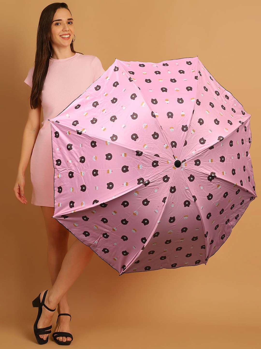 

LOOM LEGACY Manual 3 Fold Ethnic Motifs Umbrellas, Pink