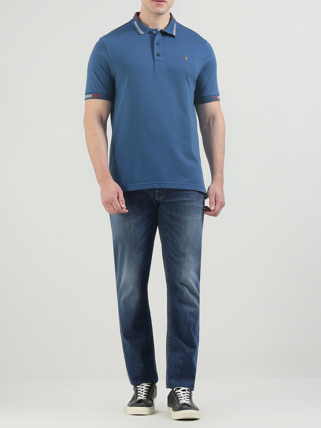 

Farah Men Solid Polo Collar Cotton T-shirt, Blue