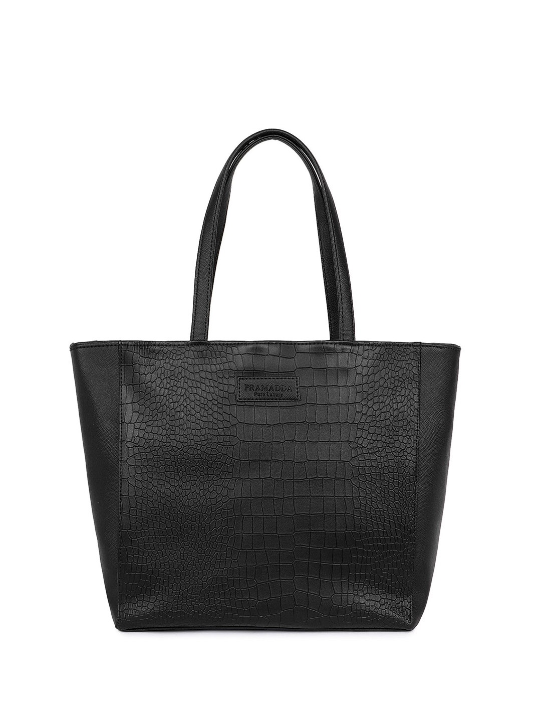 

Pramadda Pure Luxury Women Textured Shopper Tote Bag, Black
