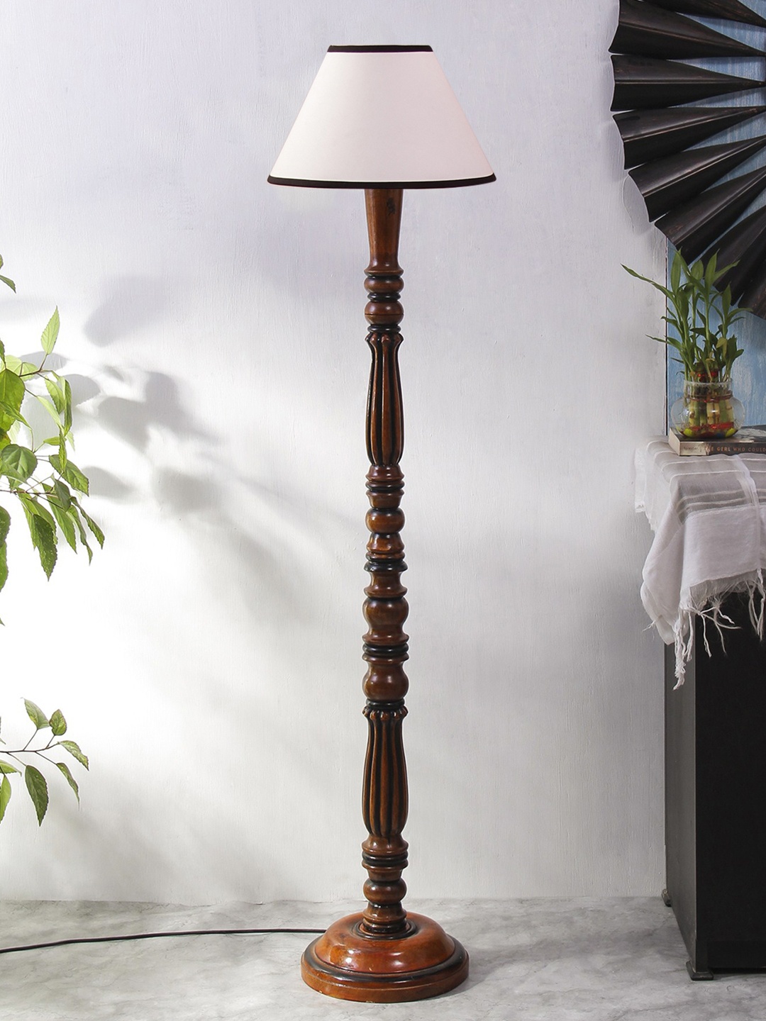 

Devansh White & Black Wooden Floor Lamp With Shade