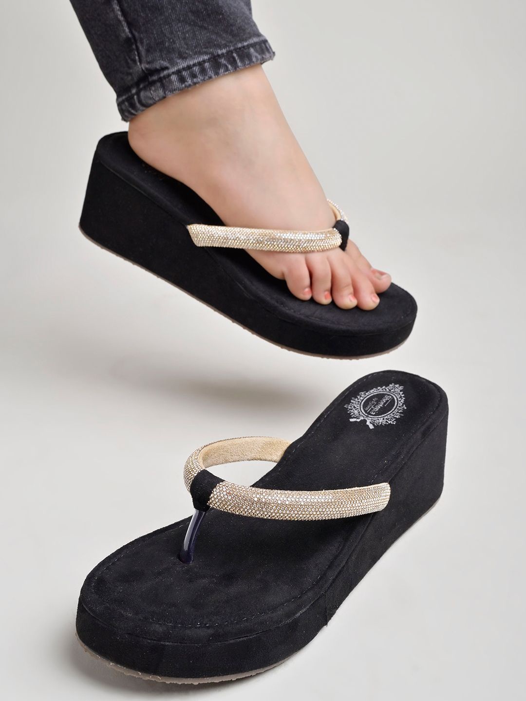 

Shoetopia Girls Embellished Platform Heels Sandals, Black