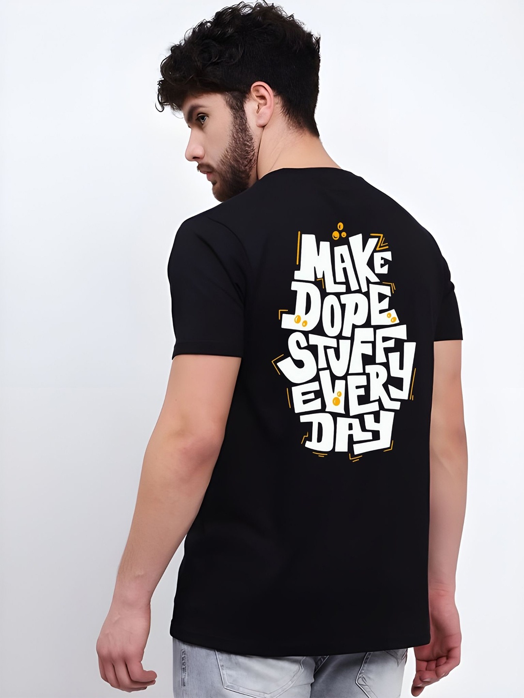 

THE BEETEL HOUSE Men Drop-Shoulder Sleeves T-shirt, Black