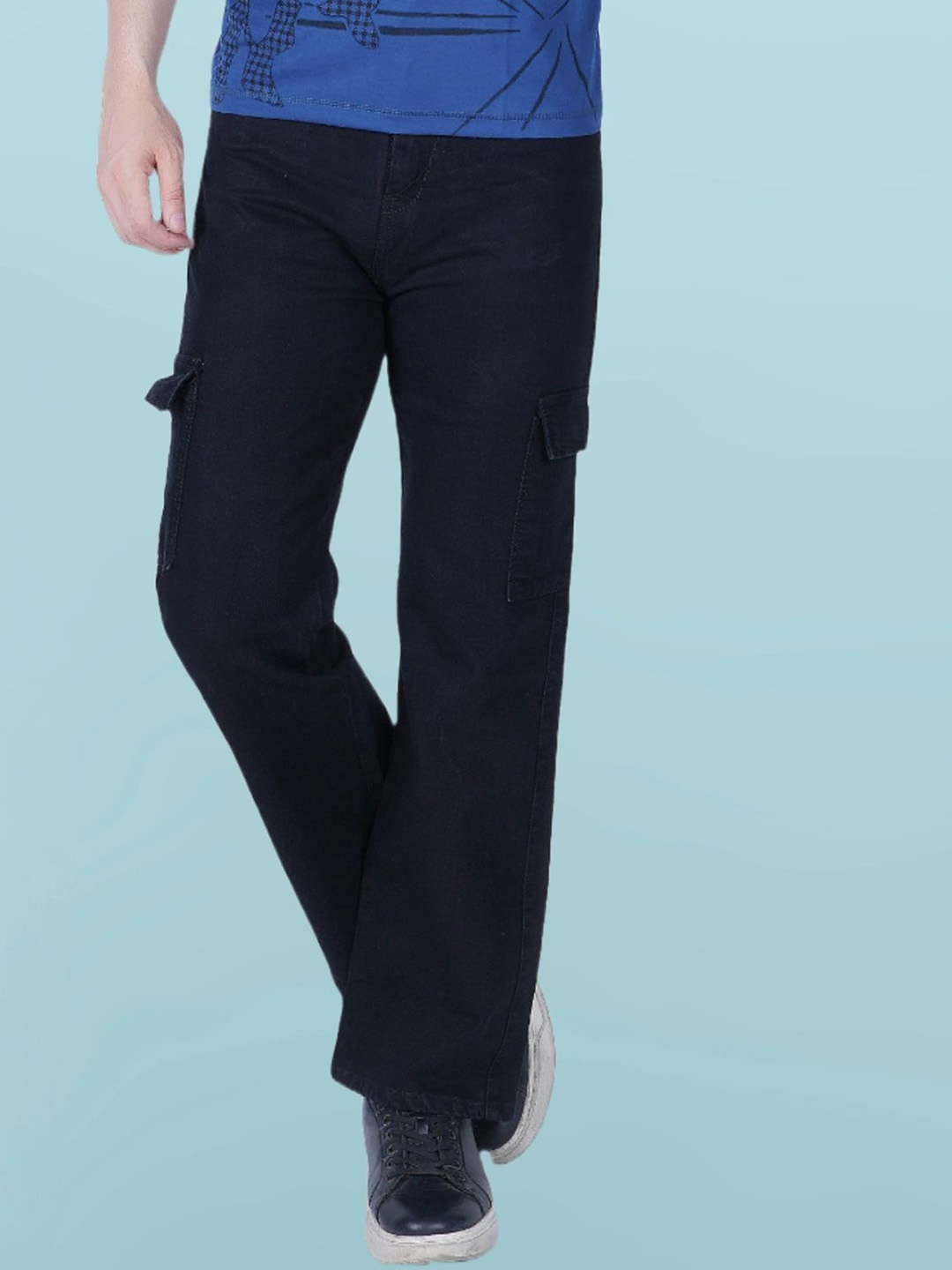 

COMFITS Men Classic Jogger Fit Mid-Rise Cargo Styles Jeans, Black