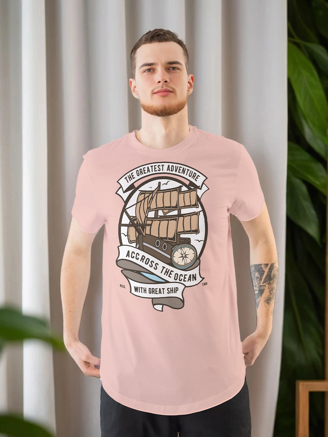 

Moda Rapido Men Printed T-shirt, Peach