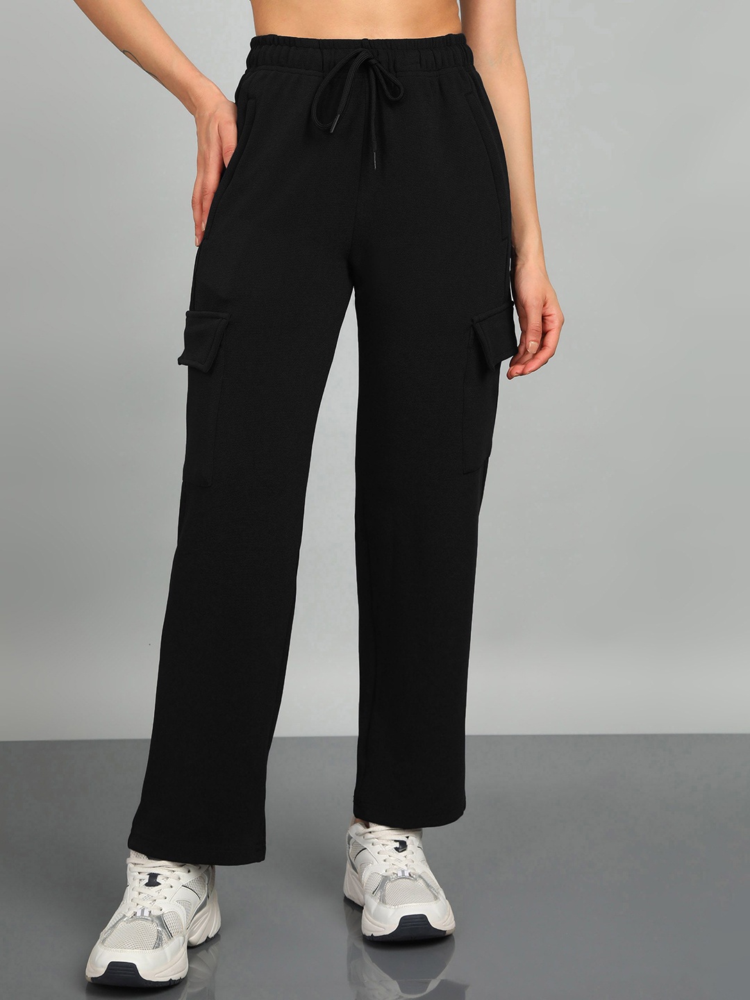 

Moda Rapido Women Solid Straight Fit Track Pants, Black