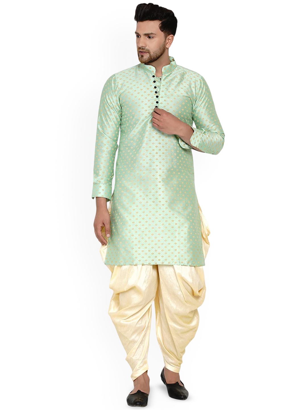 

VEERA PARIDHAAN Men Regular Kurta with Dhoti Pants, Green