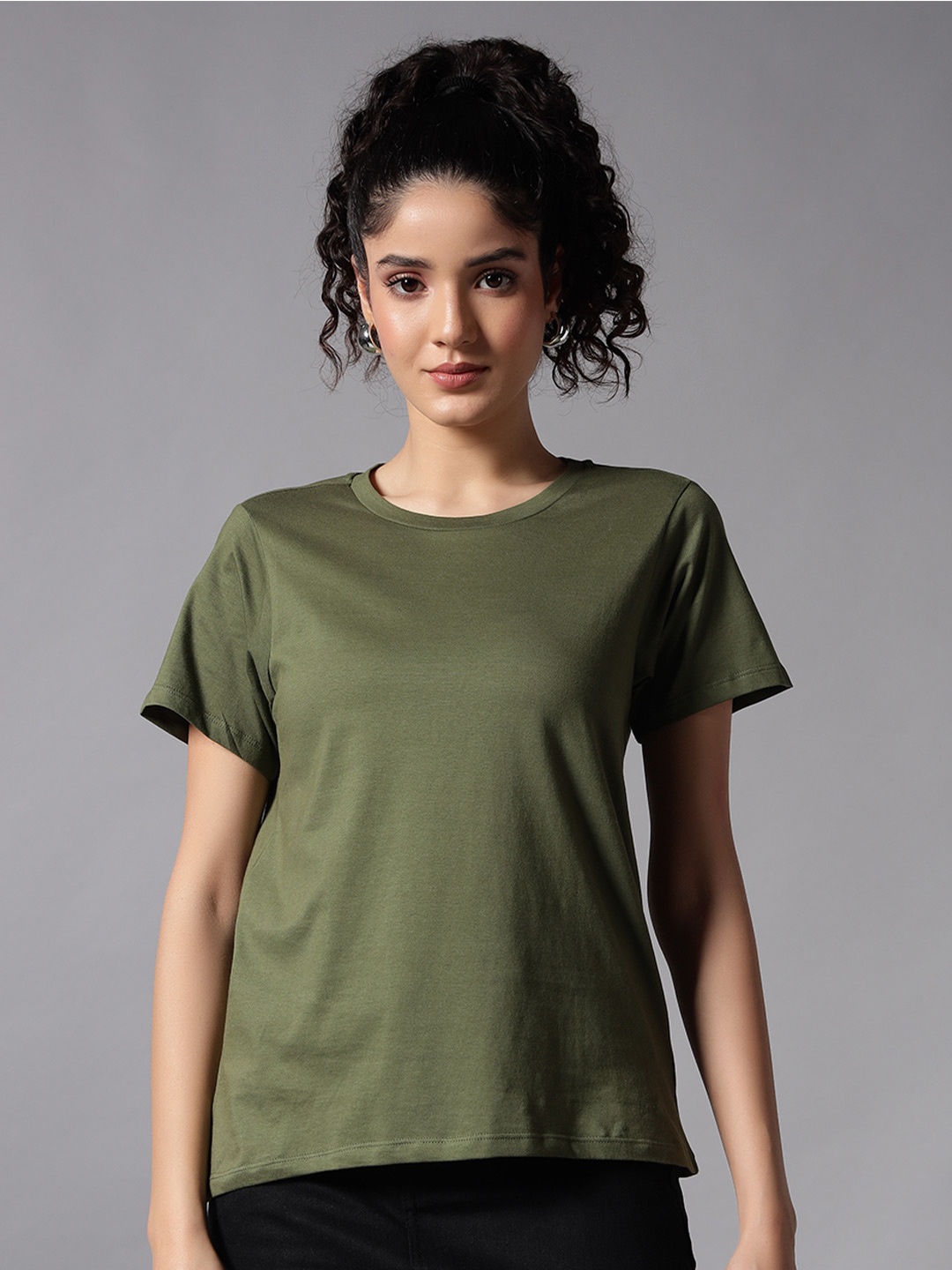 

Chemistry Women Pure Cotton Pockets T-shirt, Green