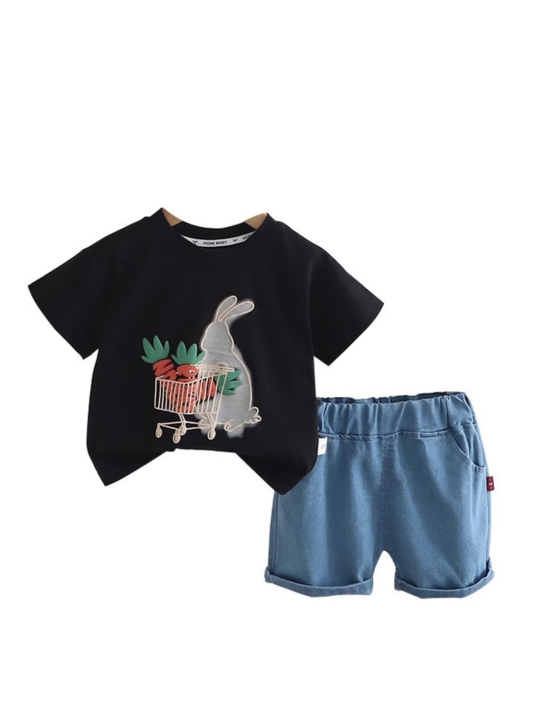 

StyleCast x Revolte Boys Printed Round Neck T-Shirt With Shorts, Black