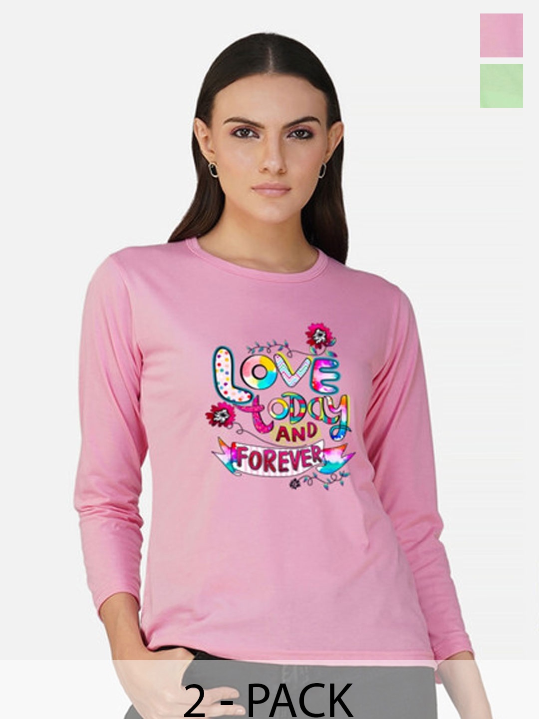 

Metronaut Women 2 Printed Bio Finish T-shirt, Pink