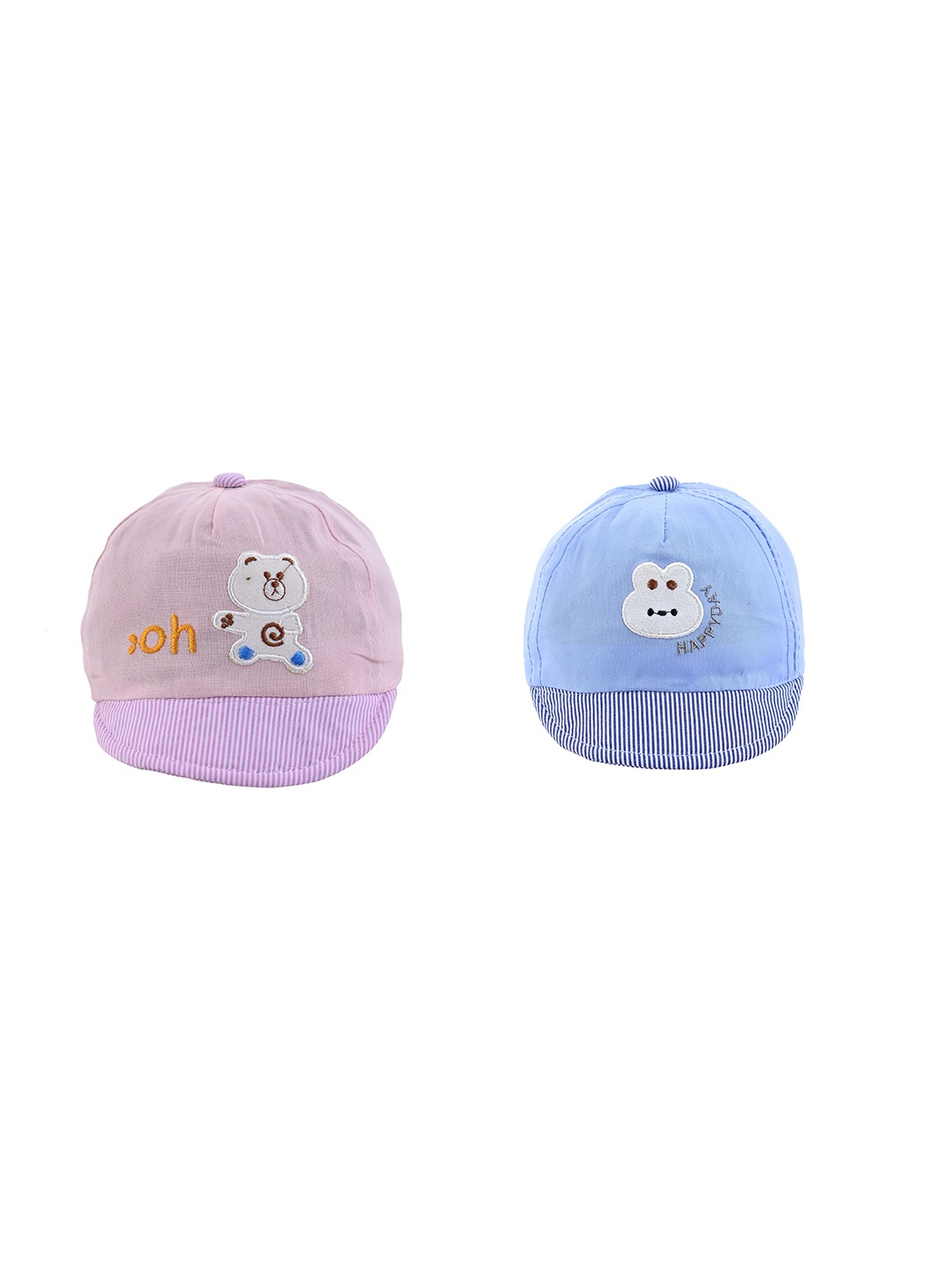 

SHOP FRENZY Kids Pack Of 2 Cotton Embroidered Baseball Cap, Pink