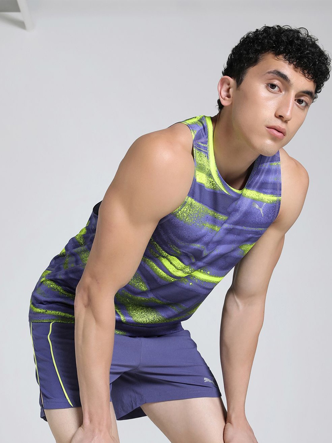 

Puma Men dryCELL VELOCITY All-Over Printed Running T-Shirt, Blue