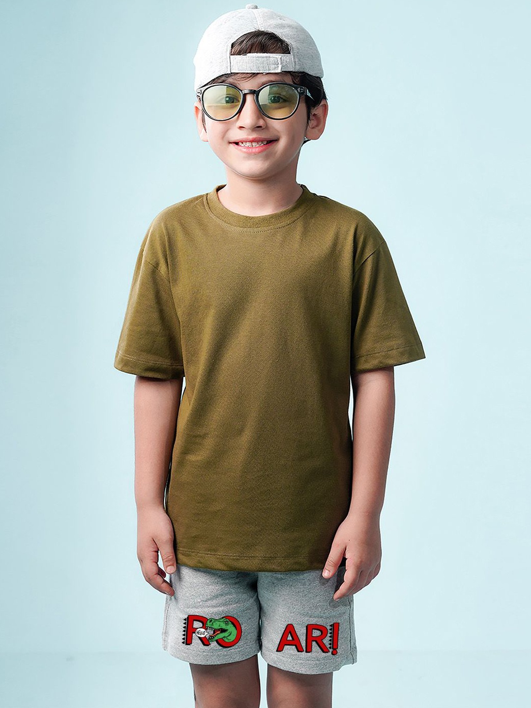 

NUSYL Boys Printed Cotton Mid-Rise Shorts, Grey