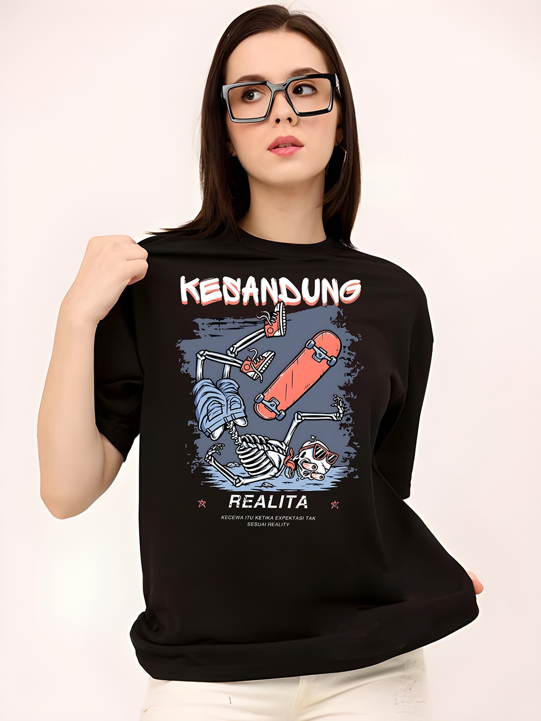 

KAIDO Women Pure Cotton T-shirt, Black