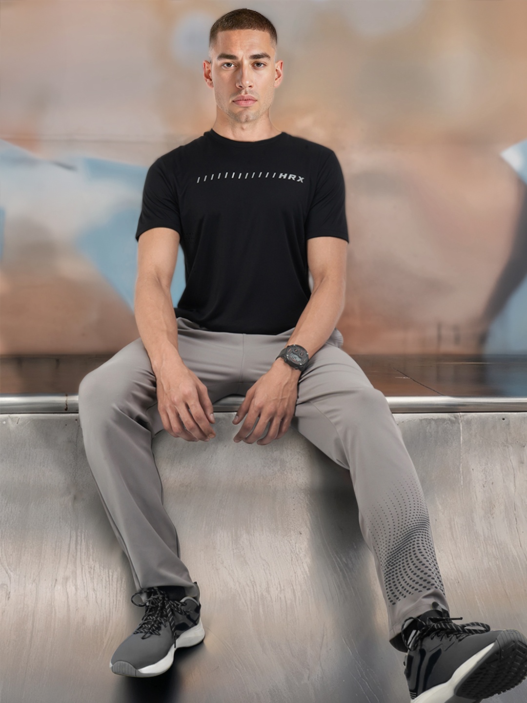 

HRX by Hrithik Roshan Brand Logo Printed Rapid-Dry Running T-shirt, Black