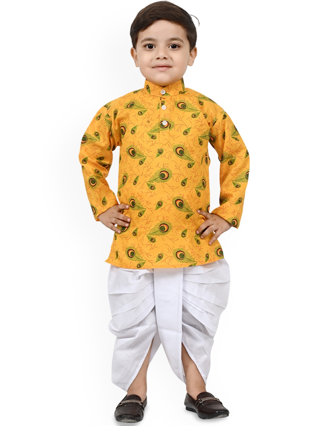

Kidotsav Boys Ethnic Motifs Printed Regular Kurta with Dhoti Pants, Yellow