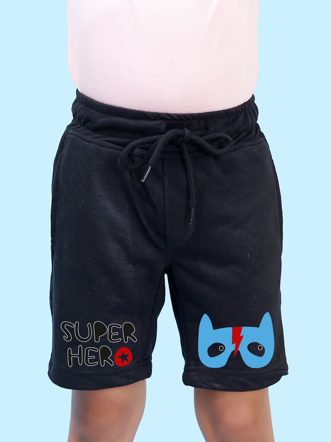 

NUSYL Boys Graphic Printed Regular Fit Mid-Rise Shorts, Black